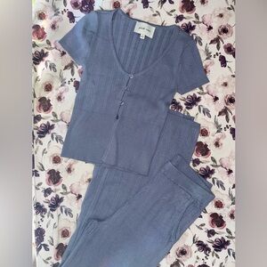 Blue Button-Down Pajama Set